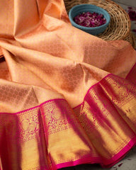 Tremendous Peach Soft Banarasi Silk Saree With Evocative Blouse Piece - Colorful Saree