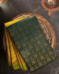 Tempting Green Soft Banarasi Silk Saree With Luxuriant Blouse Piece - Colorful Saree