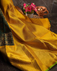 Tempting Green Soft Banarasi Silk Saree With Luxuriant Blouse Piece - Colorful Saree