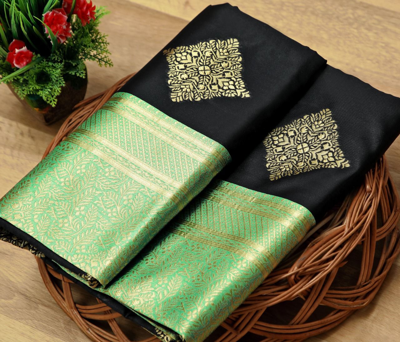 Quintessential Black Soft Silk Saree With Attractive Blouse Piece - Colorful Saree