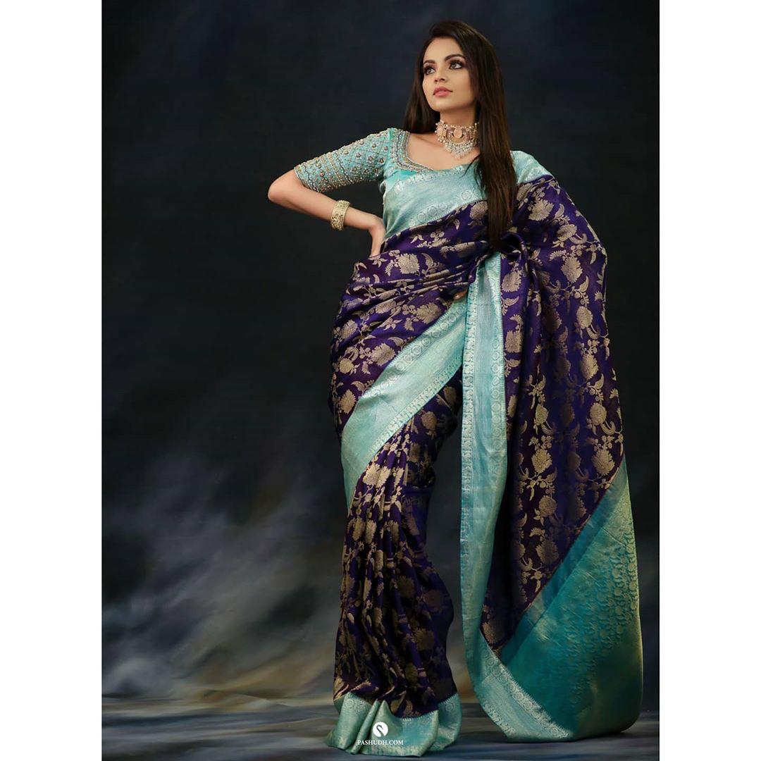 Splendiferous Blue Soft Silk Saree With Smart Blouse Piece - Colorful Saree