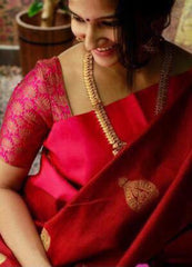 Susurrous Red Soft Banarasi Silk Saree With Dalliance Blouse Piece - Colorful Saree