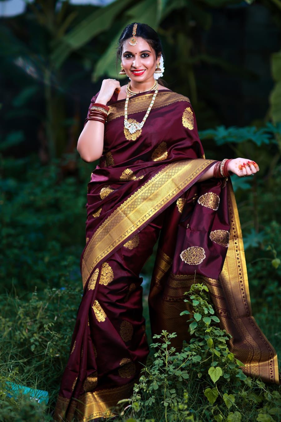 Most Wine Soft Banarasi Silk Saree With Gratifying Blouse Piece - Colorful Saree