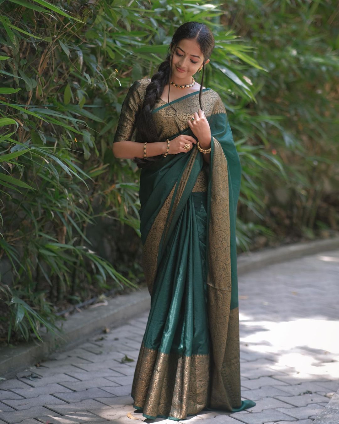 Amiable Dark Green Soft Silk Saree With Dazzling Blouse Piece - Colorful Saree