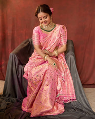 Propinquity Pink Soft Silk Saree With Flaunt Blouse Piece - Colorful Saree