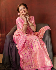Propinquity Pink Soft Silk Saree With Flaunt Blouse Piece - Colorful Saree