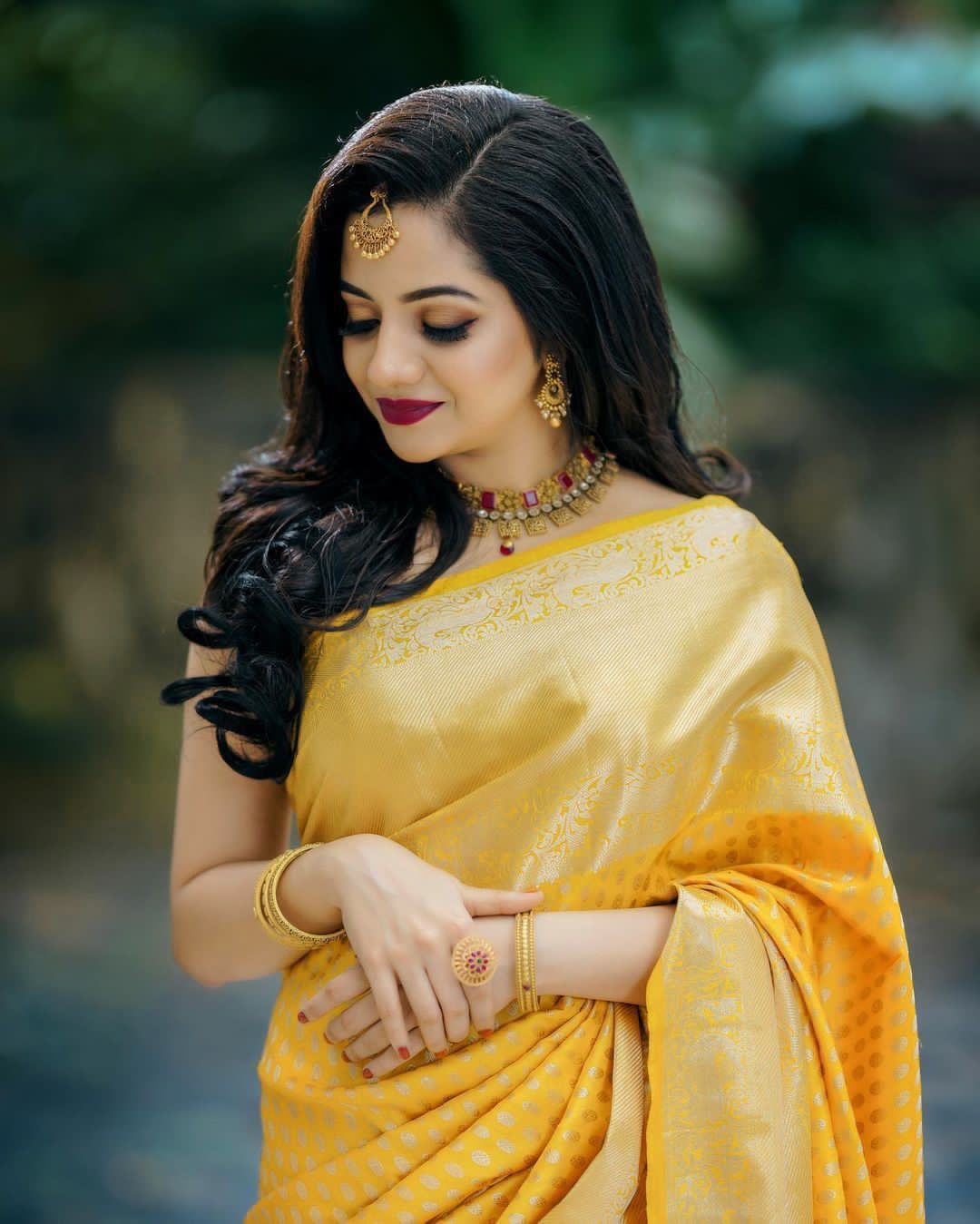 Glittering Yellow Soft Banarasi Silk Saree With Sensational Blouse Piece - Colorful Saree