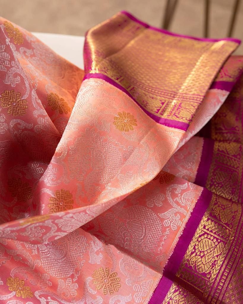 Fugacious Pink Soft Banarasi Silk Saree With Improbable Blouse Piece - Colorful Saree