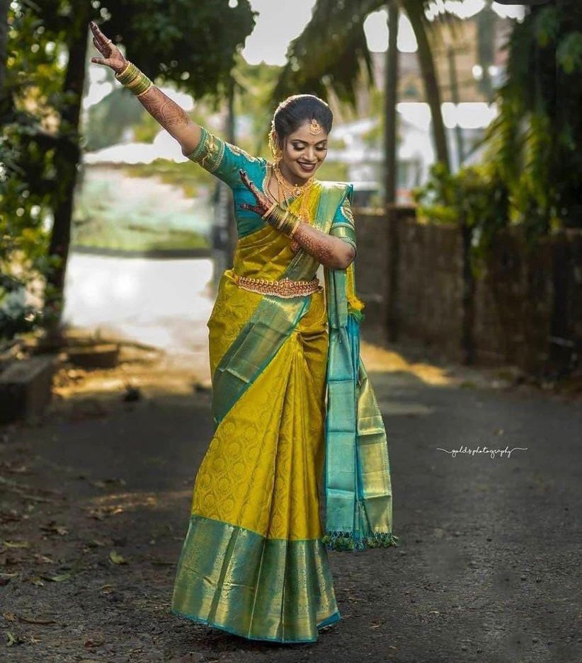 Flaunt Yellow Soft Silk Saree With Energetic Blouse Piece - Colorful Saree