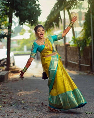 Flaunt Yellow Soft Silk Saree With Energetic Blouse Piece - Colorful Saree