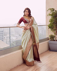 Refreshing Grey Soft Silk Saree With Skinny Blouse Piece - Colorful Saree