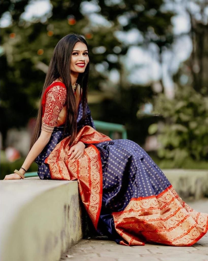 Alluring Royal Blue Soft Banarasi Silk Saree With Surpassing Blouse Piece - Colorful Saree