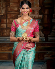 Delectable Sky Soft Silk Saree With Fancifull Blouse Piece - Colorful Saree