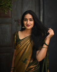 Luxuriant Dark Green Soft Silk Saree With Comely Blouse Piece - Colorful Saree