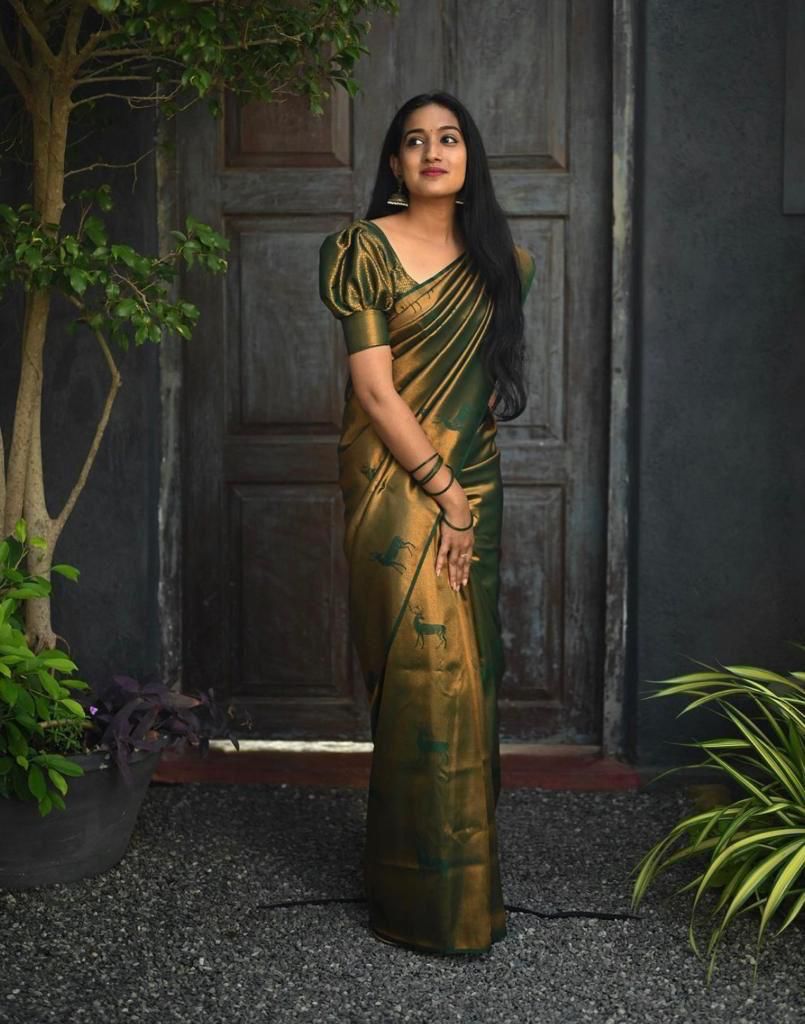 Luxuriant Dark Green Soft Silk Saree With Comely Blouse Piece - Colorful Saree