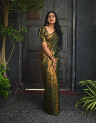 Luxuriant Dark Green Soft Silk Saree With Comely Blouse Piece - Colorful Saree