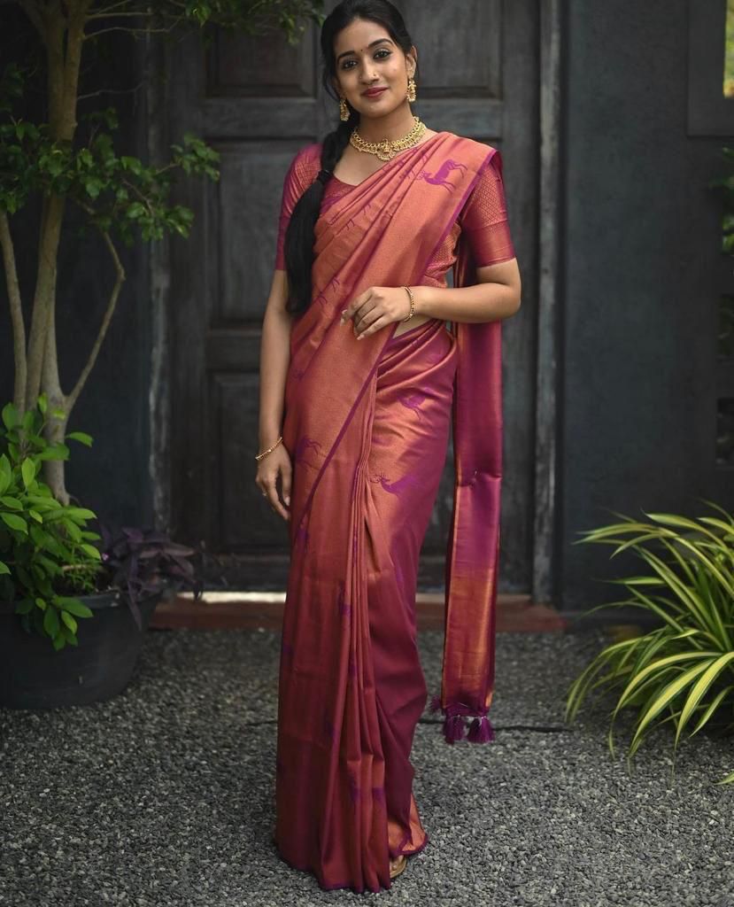 Magnificat Dark Pink Soft Silk Saree With Ailurophile Blouse Piece - Colorful Saree