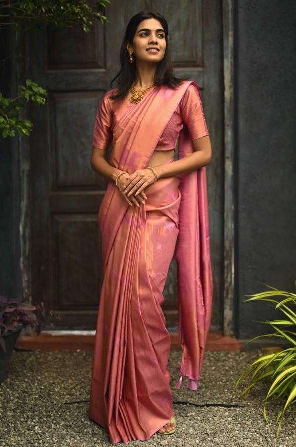 Unequalled Pink Soft Silk Saree With Snazzy Blouse Piece - Colorful Saree