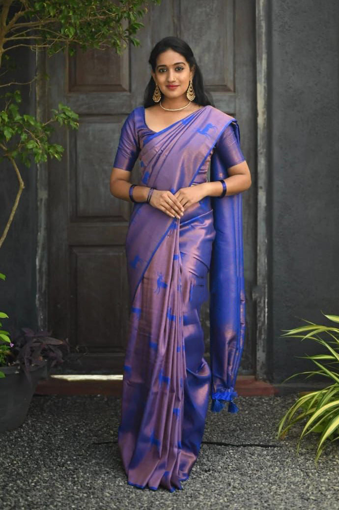 Snappy Royal Blue Soft Silk Saree With Smashing Blouse Piece - Colorful Saree