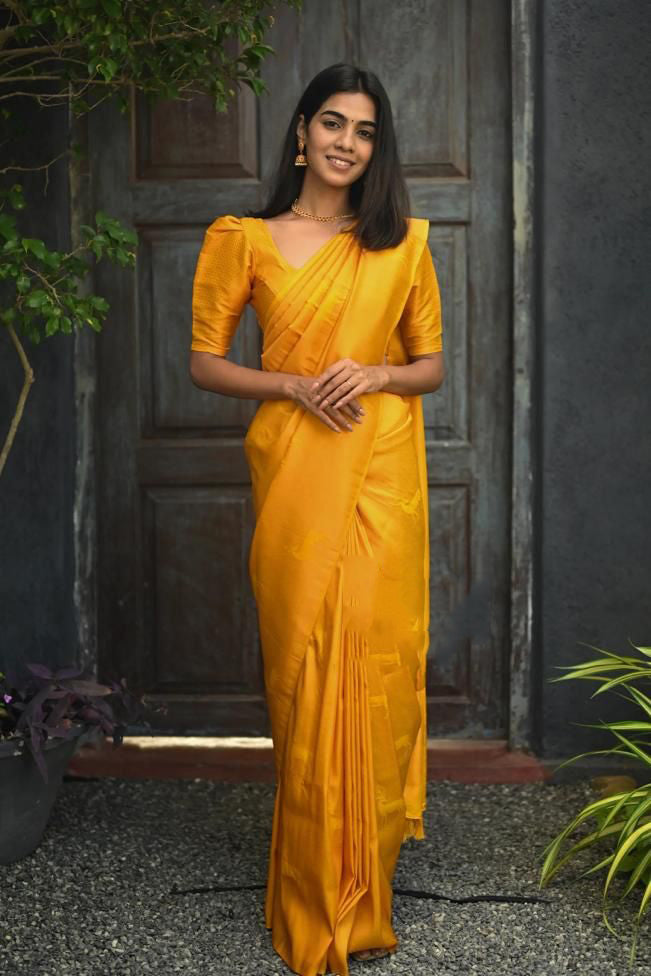 Confounding Yellow Soft Silk Saree With Pleasurable Blouse Piece - Colorful Saree