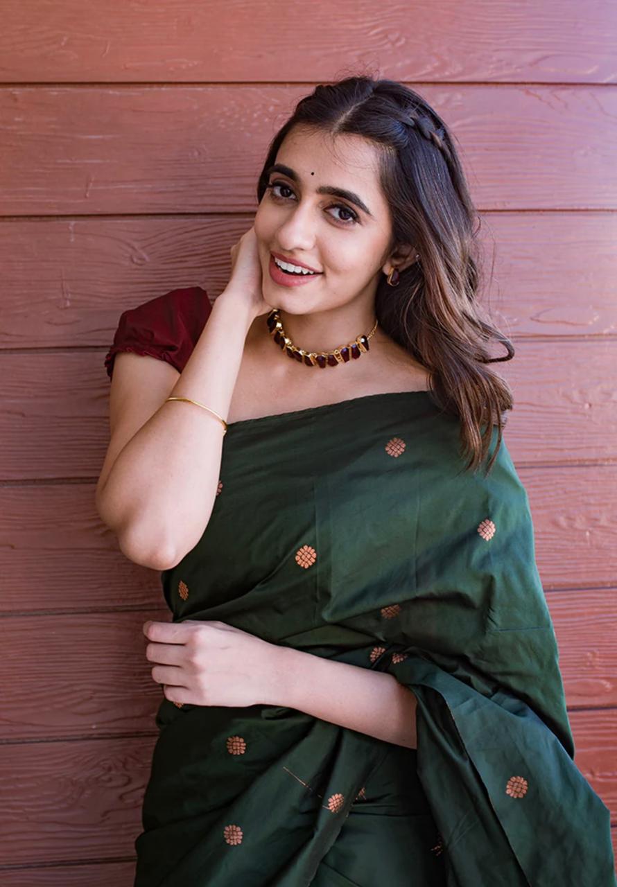 Devastating Dark Green Soft Silk Saree With Staggering Blouse Piece - Colorful Saree