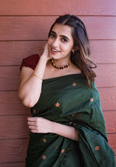 Devastating Dark Green Soft Silk Saree With Staggering Blouse Piece - Colorful Saree