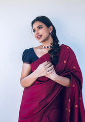 Propinquity Wine Soft Silk Saree With Amiable Blouse Piece - Colorful Saree