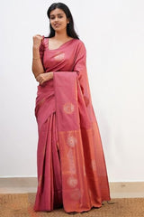 Mesmerising Pink Soft Silk Saree With Skinny Blouse Piece - Colorful Saree