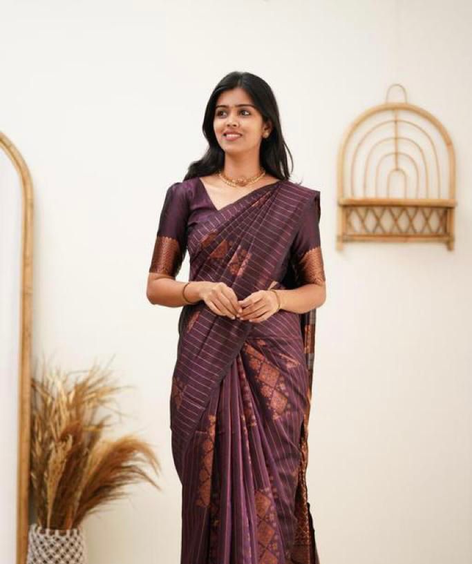 Energetic Purple Soft Silk Saree With Sensational Blouse Piece - Colorful Saree