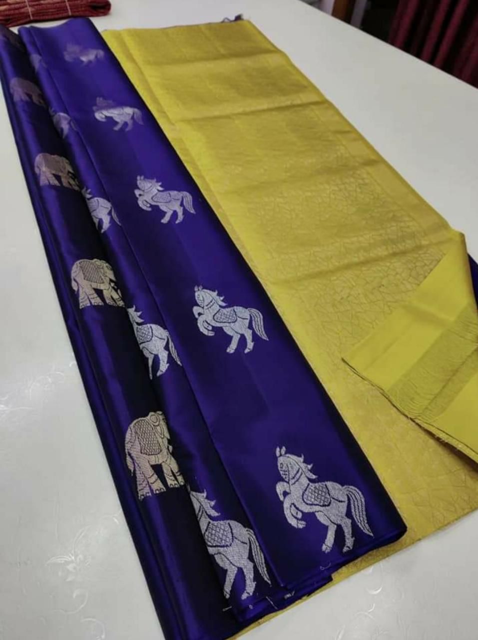 Ailurophile Blue Soft Silk Saree With Flaunt Blouse Piece - Colorful Saree