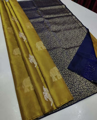 Demesne Mustard Soft Silk Saree With Mesmerising Blouse Piece - Colorful Saree