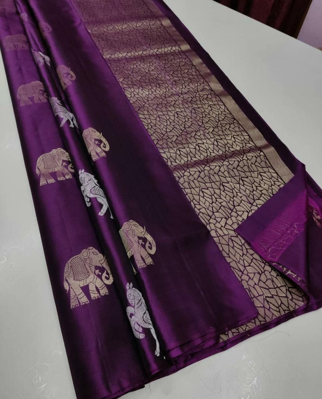 Demure Purple Soft Silk Saree With Charming Blouse Piece - Colorful Saree