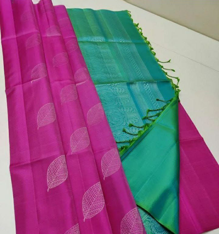 Lassitude Dark Pink Soft Silk Saree With Flamboyant Blouse Piece - Colorful Saree