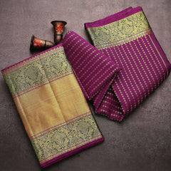 Refreshing Purple Soft Banarasi Silk Saree With Dazzling Blouse Piece - Colorful Saree