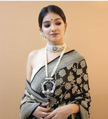 Murmurous Black Soft Banarasi Silk Saree With Opulent Blouse Piece - Colorful Saree