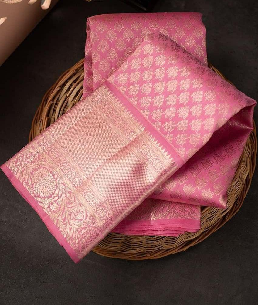 Snappy Pink Soft Silk Saree With Unique Pink Blouse Piece - Colorful Saree
