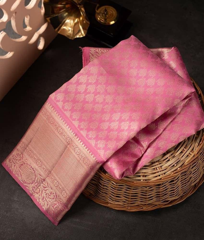 Snappy Pink Soft Silk Saree With Unique Pink Blouse Piece - Colorful Saree