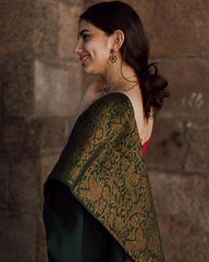 Refreshing Green Soft Silk Saree With Gorgeous Blouse Piece - Colorful Saree