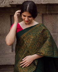 Refreshing Green Soft Silk Saree With Gorgeous Blouse Piece - Colorful Saree