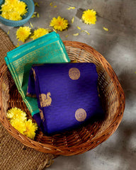 Delectable Blue Soft Banarasi Silk Saree With Ethnic Blouse Piece - Colorful Saree