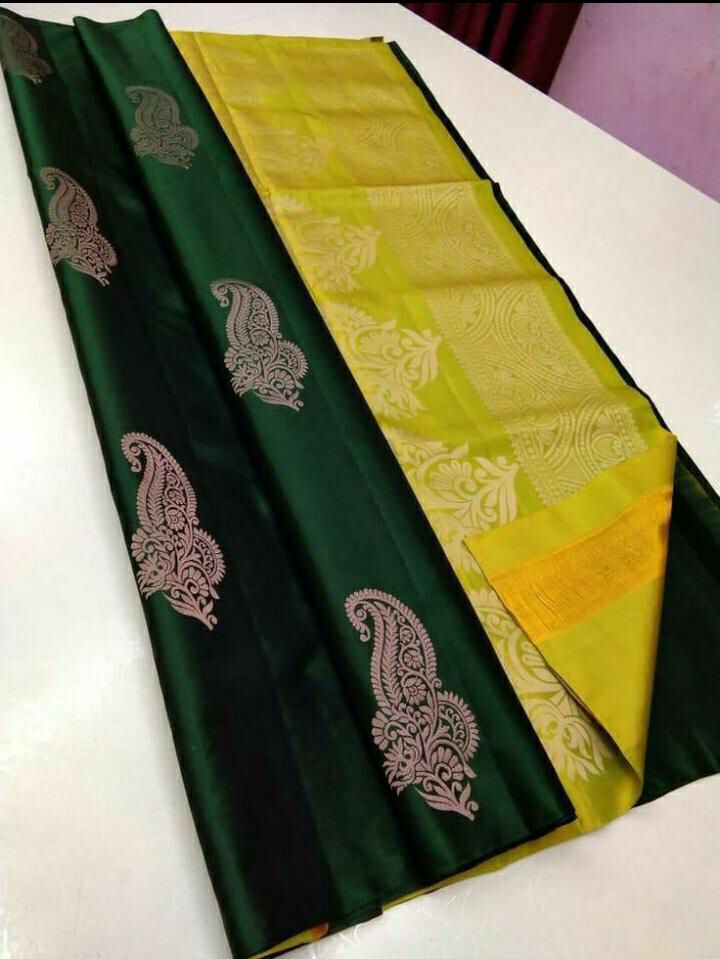 Incomparable Green Soft Silk Saree With Groovy Blouse Piece - Colorful Saree