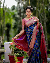 Elegant Blue Soft Banarasi Silk Saree With Pleasant Blouse Piece - Colorful Saree