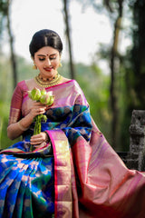 Elegant Blue Soft Banarasi Silk Saree With Pleasant Blouse Piece - Colorful Saree