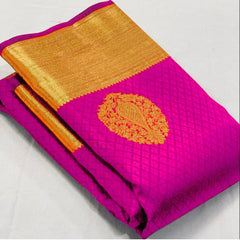 Stunning Dark Pink Soft Banarasi Silk Saree With Lissome Blouse Piece - Colorful Saree