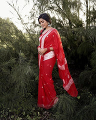 Angelic Red Soft Silk Saree With Excellent Blouse Piece - Colorful Saree