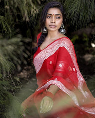 Angelic Red Soft Silk Saree With Excellent Blouse Piece - Colorful Saree