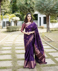 Amiable Purple Soft Silk Saree With Divine Blouse Piece - Colorful Saree