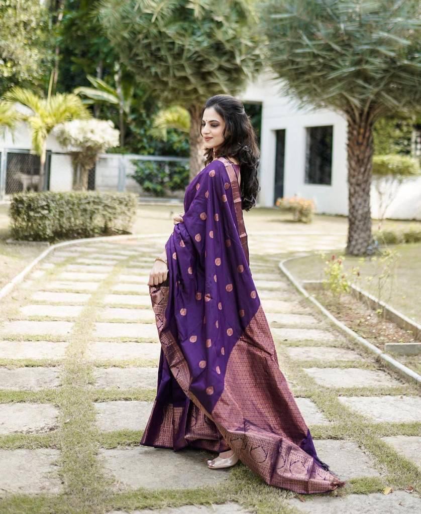 Amiable Purple Soft Silk Saree With Divine Blouse Piece - Colorful Saree