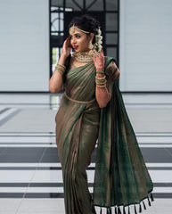 Pleasant Green Soft Silk Saree with Energetic Blouse Piece - Colorful Saree