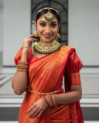 Traditional Red Soft Silk Saree with Energetic Blouse Piece - Colorful Saree